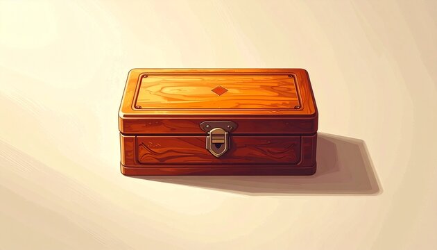 Small wooden jewelry box with metal clasp on light background.