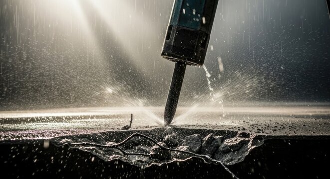 Jackhammer in Action - Concrete Demolition.