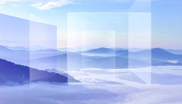 Serene Mountain Landscape with Misty Valleys.
