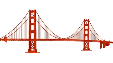 Fototapeta premium Stylized flat vector illustration of the iconic Golden Gate Bridge on a white background