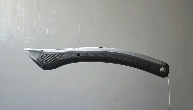 Isolated modern folding pocket knife on plain background.