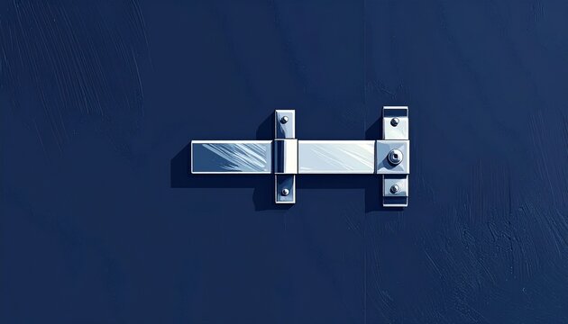Modern minimalist metal door handle on dark background.
