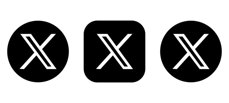 Set of x social media icons, black and white logo variations in circle and rounded square shapes, modern minimalist design for web and mobile applications august 08, 2026, in chittagong, bangladesh