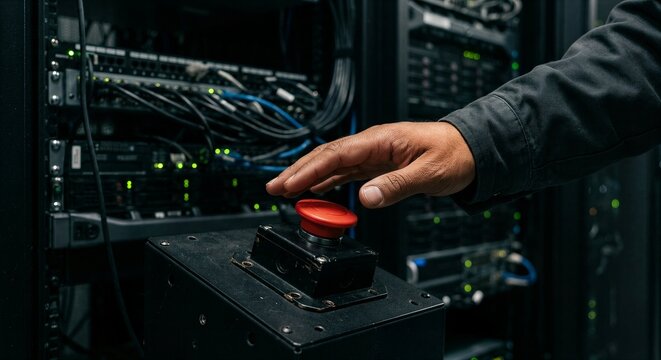Emergency cutoff button near servers