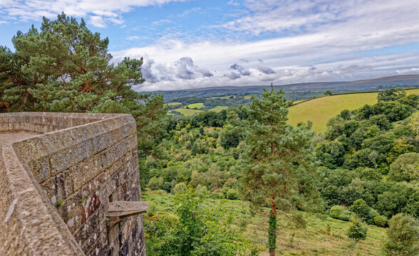 Teign Gorge Valley View from Castle Drogo Ramparts Devon