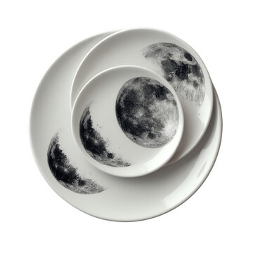 Elegant tableware featuring lunar phases, perfect for a stylish dining experience under the night sky.