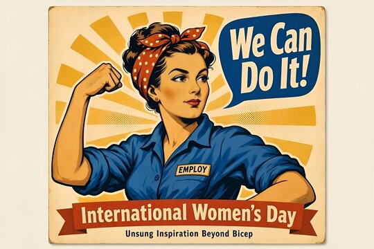 Rosie Riveter "We Can Do It!" Poster. Celebrate International Women's Day. Unsung Inspiration. Beyond Bicep Womens History Month Feminist Icon Female Empowerment Symbolism of Beauty Legacy Historical 