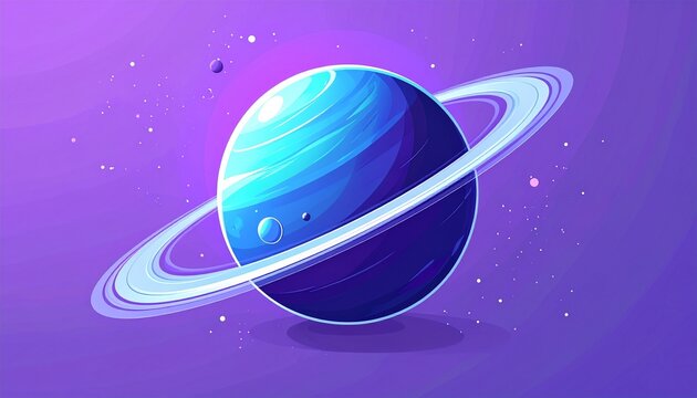 Vibrant Blue Planet with Glowing Rings in Space.