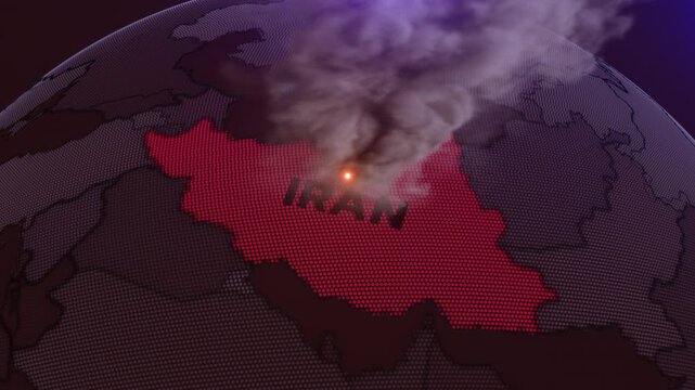 A 3D world map highlights Strait of Hormuz, and Iran, the Middle East, IRAN map, Hormuz,