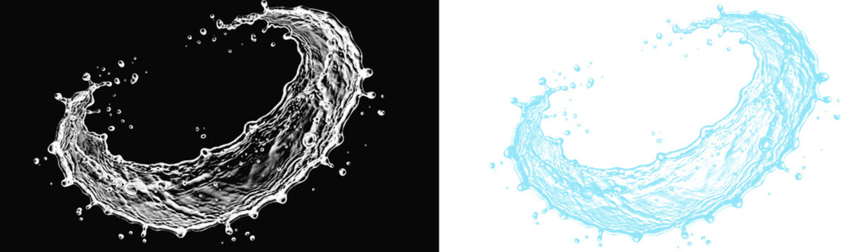 Water splash in a circular shape isolated on transparent background