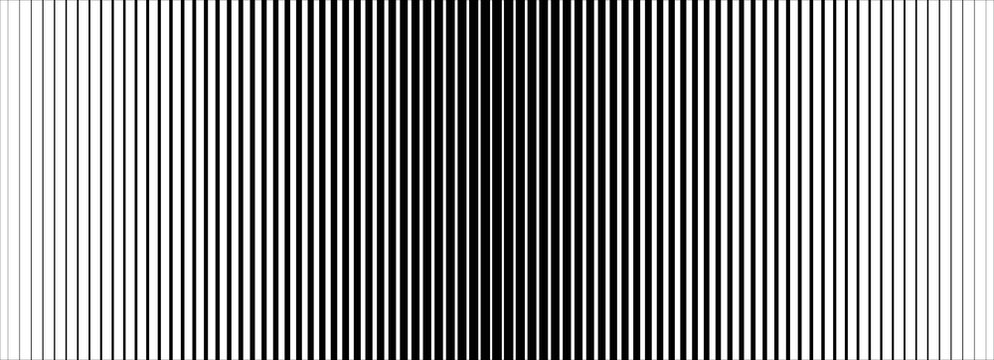 Thin line halftone gradient texture. Fading vertical stripe gradation background. Repeating wide pattern backdrop. Black parallel lines wallpaper for overlay, print, cover, banner, poster. Vector