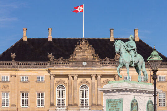 Equestrian Statue of Frederik V at Amalienborg Palace in Copenhagen Denmark