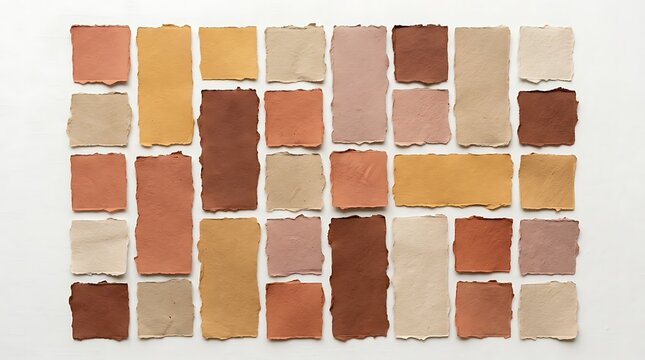 Torn paper collage with earth tone rectangles