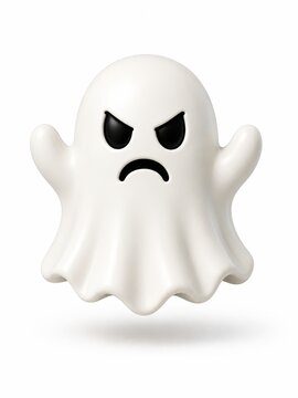 Angry cute ghost cartoon with raised arms