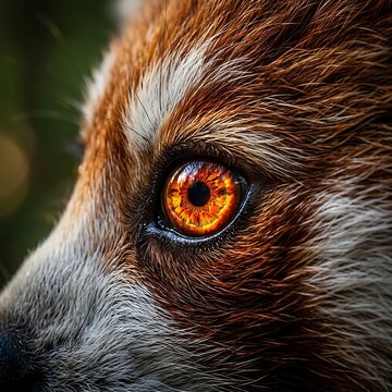 Close-up portrait of a red fox with intense gaze.