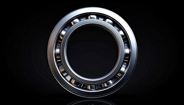 Close up of a polished chrome ball bearing ring.