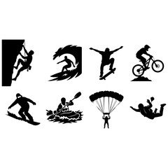 Fototapeta premium Extreme sports and adventure activities icon set