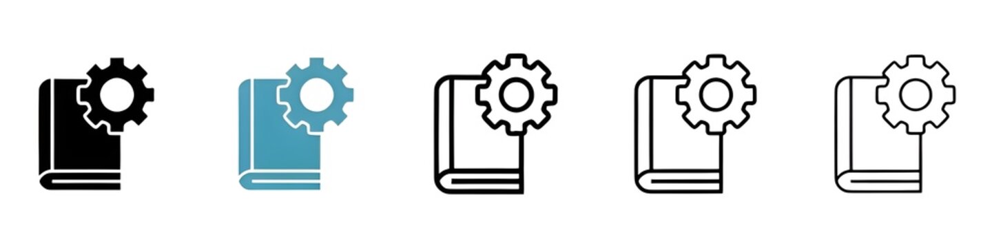 Guide vector icon set. Rules guideline book symbol. User manual sign. Handbook line icon. Catalogue symbol.Thin line customizable illustration. Symbol. Vector isolated outline drawing. Editable stroke