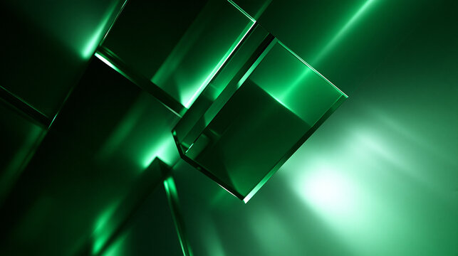 Abstract Green Futuristic Glass Geometry Background