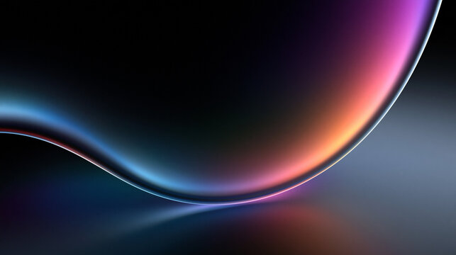 Abstract Dark Futuristic Background with Glowing Gradient Wave