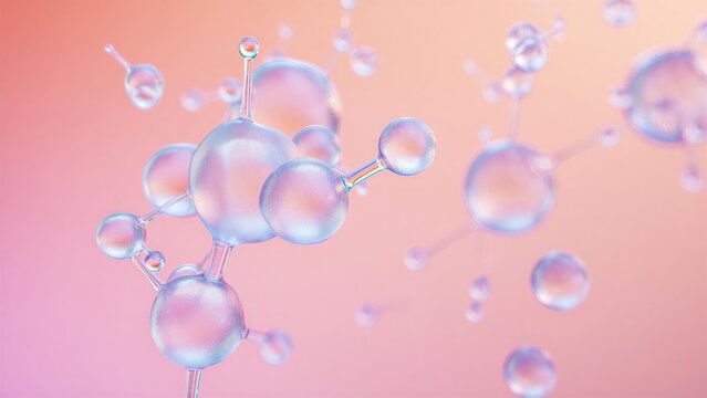 pdrn molecules on a soft coral background, salmon sperm dna skincare, facial skin booster treatment, cellular renewal therapy, regenerative cosmetic science, hydration repair