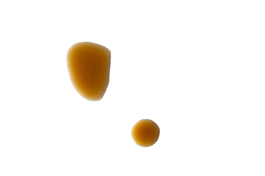 Spilled Coffee Stain on White Table Surface, Top View Minimalist Background