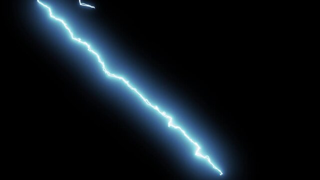 Dramatic thunder flash and glowing energy burst with electric lightning strike effect on black screen, energy thunder electricity glow effect, seamless storm overlay animation. 4k