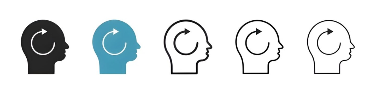 Cognitive Flashback Vector Icon Set. Thought Revival Emblem vector symbol for UI design. Thin line customizable illustration. Contour symbol. Vector isolated outline drawing. Editable stroke