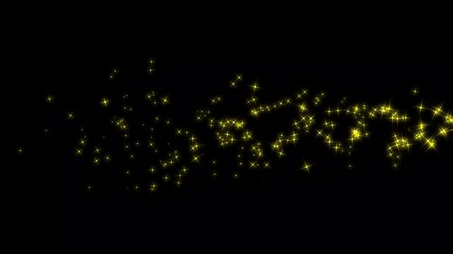 Luxury white glitter sparkle trail animation with magical dust, glowing pixie particles and christmas star effects forming an elegant shimmering path on black background in seamless 4K