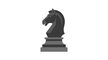 Black chess knight piece icon for strategy and competition. © Rase