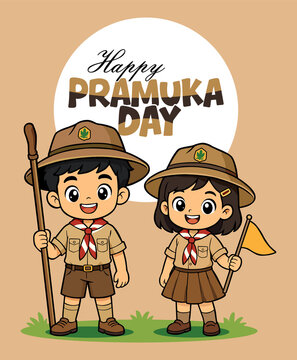 Happy Pramuka Day Scout Children Illustration
