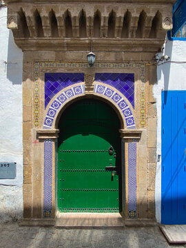 Typical door of Essaouira old city, Morocco