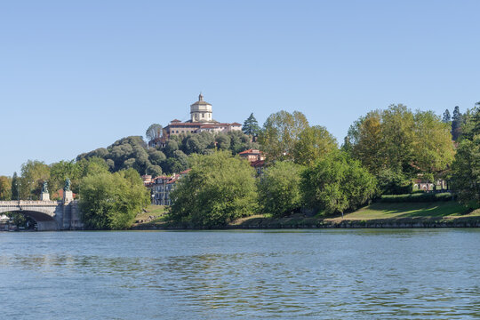 Italy, Turin. Cappuccini mount overlooking the River Po