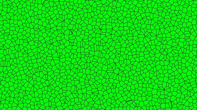 Abstract bright green screen Voronoi diagram mosaic pattern background, digital cellular mesh texture suitable for video production and graphic design overlays