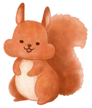 頬の膨らんだかわいいリスの水彩風イラスト