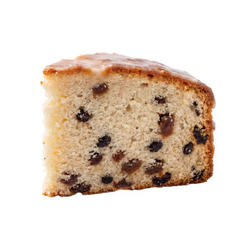 Slice of Jamaican toto coconut cake with raisins transparent PNG cutout