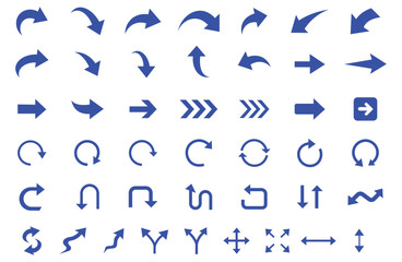 Fototapeta premium Curved arrow set, Various symbols hand draw arrow, Set long black curve arrow icon vector. Collection of black arrow icons pointing in various directions, Arrow. Cursor. Modern simple arrows.