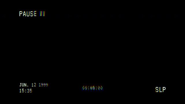 4k Vintage Pausing VHS artifacts effect overlay, Glitches error from an old tape. No signal tv glitch effect. 4k Video alpha channel