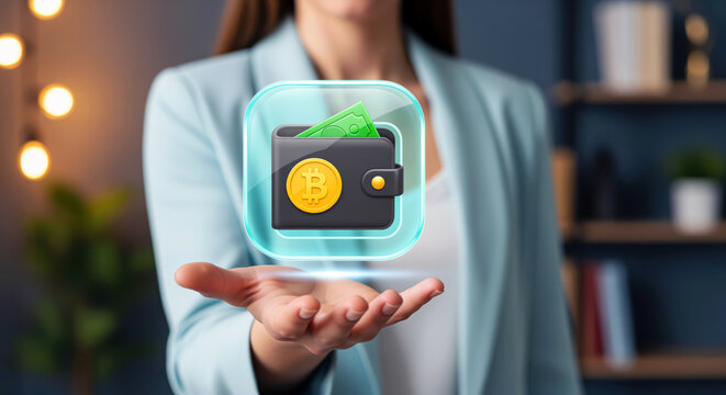 Exchange wallet icon built for crypto cash swaps, money emblem of bitcoin payouts, banknote conversion and simple coin trades welcomed by currency trading offers and blockchain finance publications