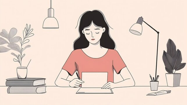 cartoon girls working on note book