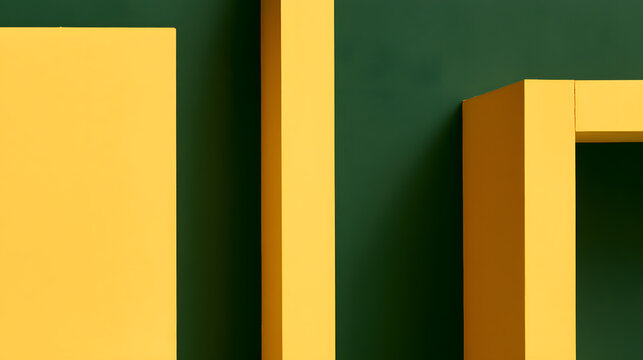 A wall adorned with geometric patterns in yellow and green.