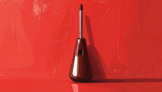 Isolated screwdriver on bright red background.