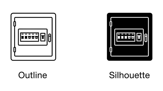 Electrical Fuse Box Outline and Silhouette