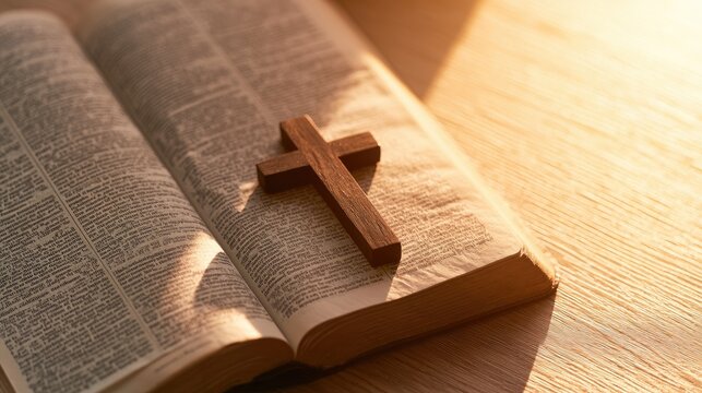 Bible and Wooden Cross