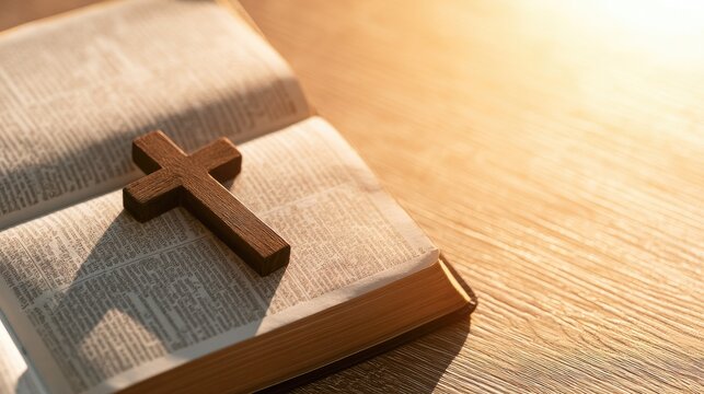 Bible and Wooden Cross