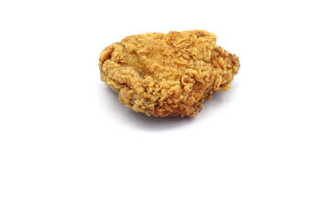 Breaded and fried chicken on a white background. © Pisan