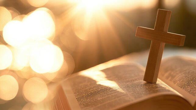 Bible and Wooden Cross