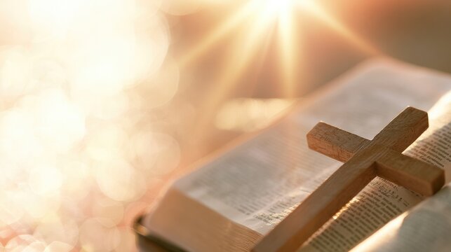 Bible and Wooden Cross