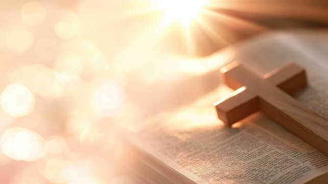 Bible and Wooden Cross