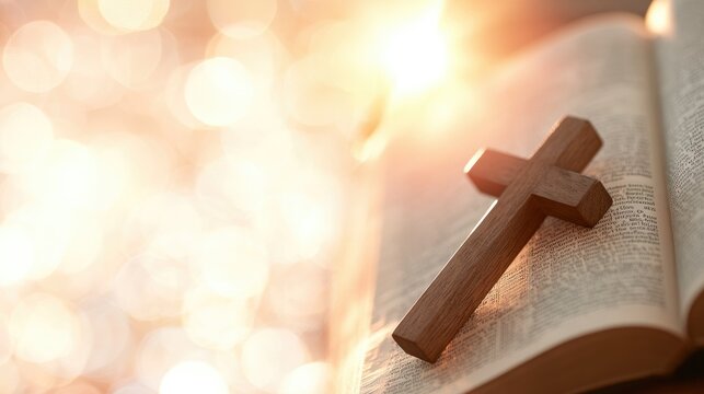 Bible and Wooden Cross
